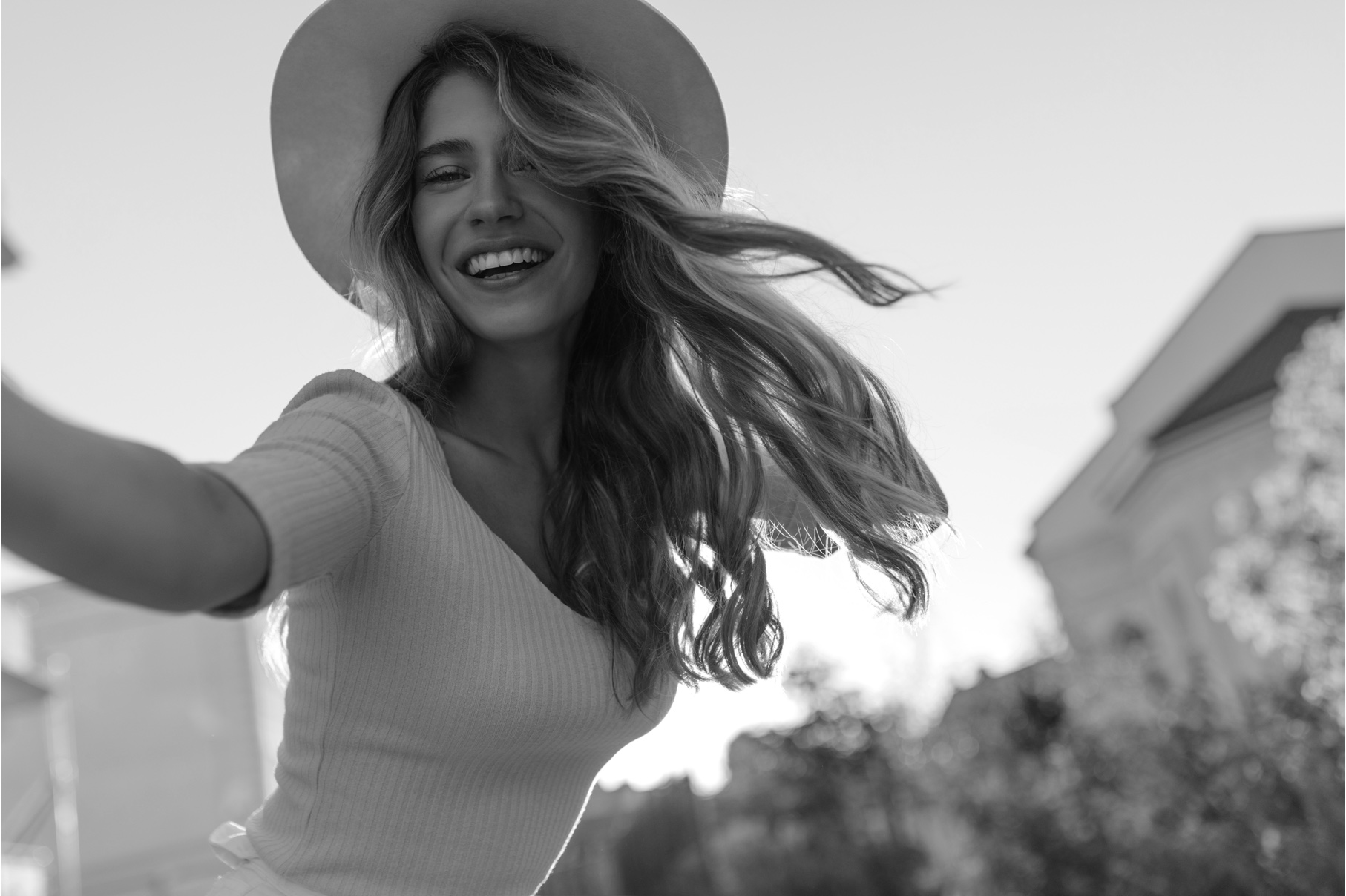 Person smiling outdoors